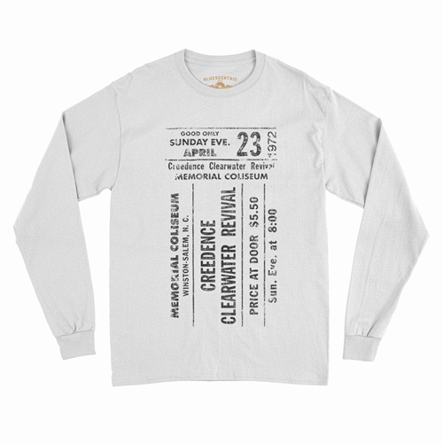 CCR Concert Ticket Long Sleeve T-Shirt - white