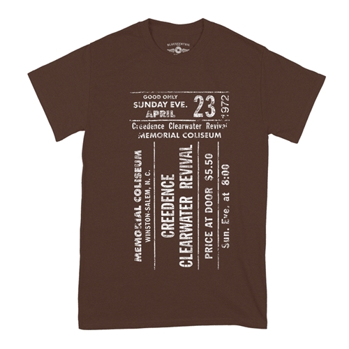 CCR Concert Ticket T-Shirt - Classic Heavy Cotton - classicchocolate