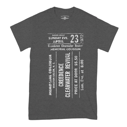 CCR Concert Ticket T-Shirt - Classic Heavy Cotton - classicheathergrey