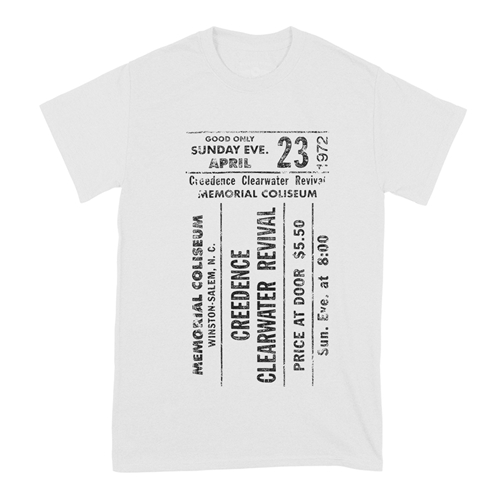 CCR Concert Ticket T-Shirt - Classic Heavy Cotton - white