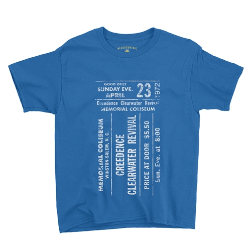 CCR Concert Ticket Youth T-Shirt - Lightweight Vintage Children - youthroyalblue