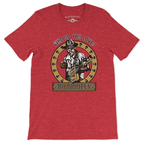Ltd Edition Bo Diddley T-Shirt - Lightweight Vintage Style - vintageheatherred