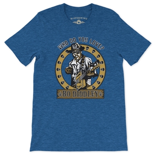 Ltd Edition Bo Diddley T-Shirt - Lightweight Vintage Style - vintageheatherroyalblue