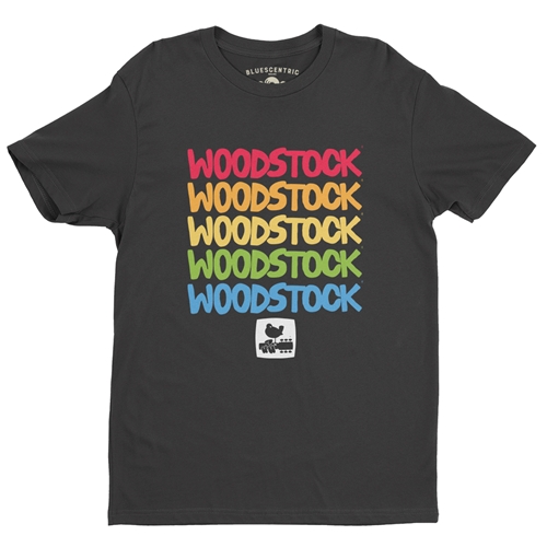 Woodstock Rainbow T-Shirt - Lightweight Vintage Style - vintageblack