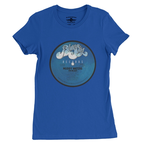 Muddy Waters Blue Sky Vinyl Ladies T Shirt - Relaxed Fit - ladiesblue