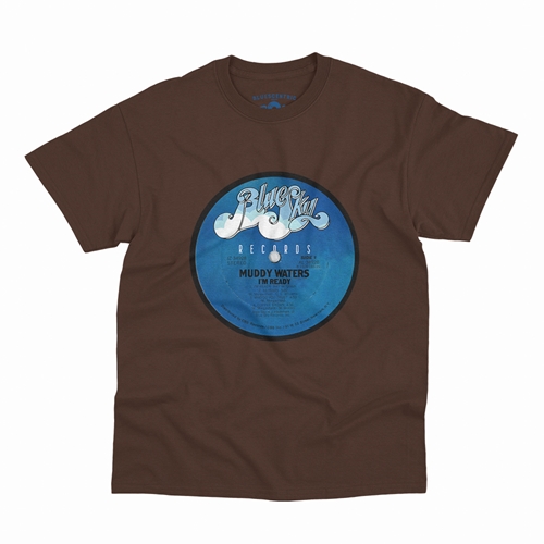 Muddy Waters Blue Sky Vinyl T-Shirt - Classic Heavy Cotton - classicchocolate