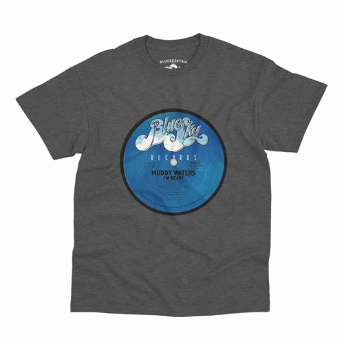 Muddy Waters Blue Sky Vinyl T-Shirt - Classic Heavy Cotton - classicheathergrey