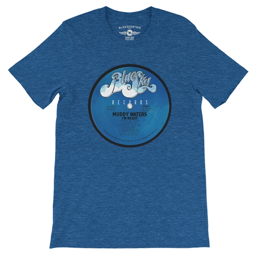 Muddy Waters Blue Sky Vinyl T-Shirt - Lightweight Vintage Style - heatherbbblue