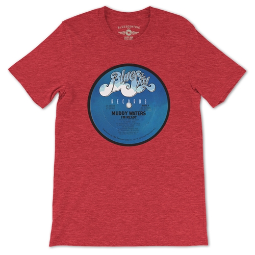 Muddy Waters Blue Sky Vinyl T-Shirt - Lightweight Vintage Style - heatherredrocks