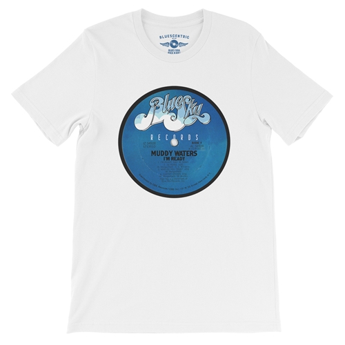 Muddy Waters Blue Sky Vinyl T-Shirt - Lightweight Vintage Style - white