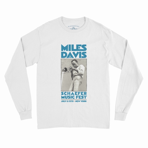 Miles Davis New York City Long Sleeve T-Shirt - longsleevewhite