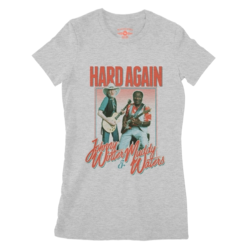 Muddy Waters & Johnny Winter Hard Again Ladies T Shirt - Relaxed Fit - ladiesathleticheather