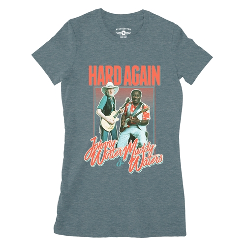 Muddy Waters & Johnny Winter Hard Again Ladies T Shirt - Relaxed Fit - ladiesheatherdeepteal