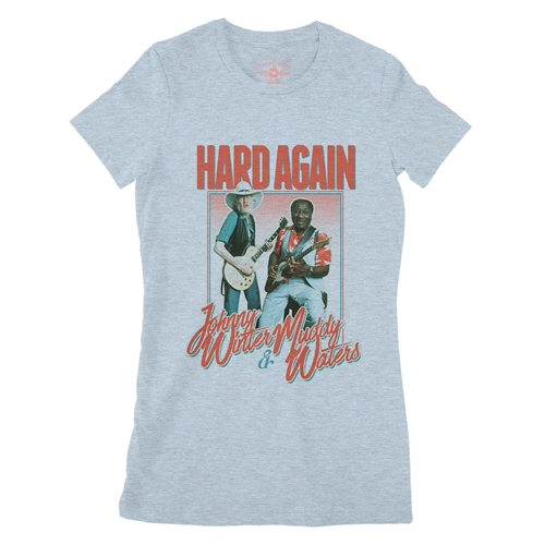 Muddy Waters & Johnny Winter Hard Again Ladies T Shirt - Relaxed Fit - ladiesheatherprismblue