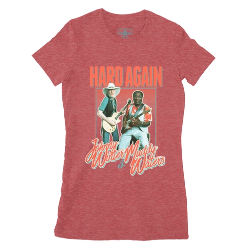 Muddy Waters & Johnny Winter Hard Again Ladies T Shirt - Relaxed Fit - ladiesheatherred