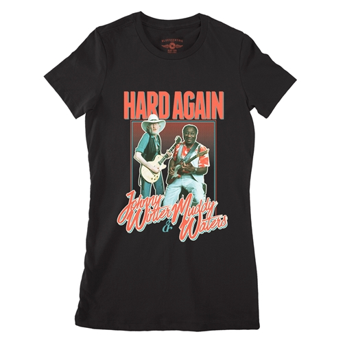 Muddy Waters & Johnny Winter Hard Again Ladies T Shirt - Relaxed Fit - ladiesvintageblack