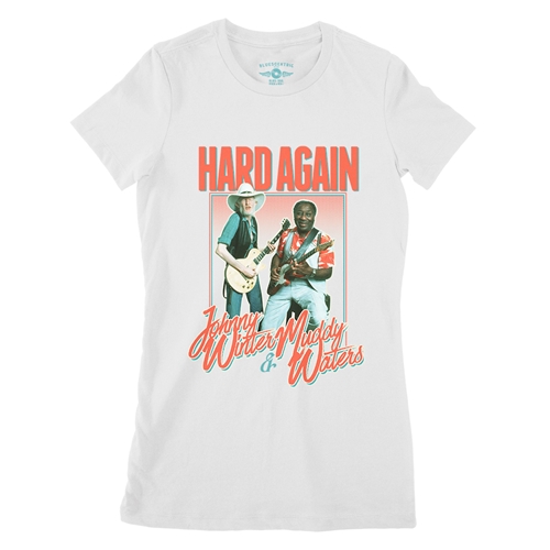 Muddy Waters & Johnny Winter Hard Again Ladies T Shirt - Relaxed Fit - ladieswhite