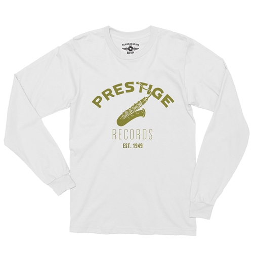 CLOSEOUT Prestige Records Saxophone Long Sleeve T-Shirt - longsleevewhite