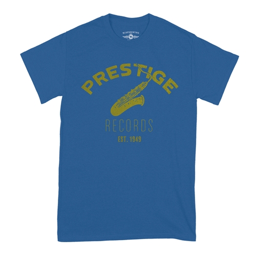 CLOSEOUT Prestige Records Saxophone T-Shirt - Classic Heavy Cotton - classicroyalblue