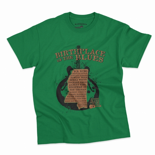Birthplace of the Blues Trail T-Shirt - Classic Heavy Cotton - classickellygreen