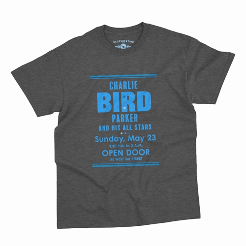Charlie "Bird" Parker Concert T-Shirt - Classic Heavy Cotton - classicheathergrey