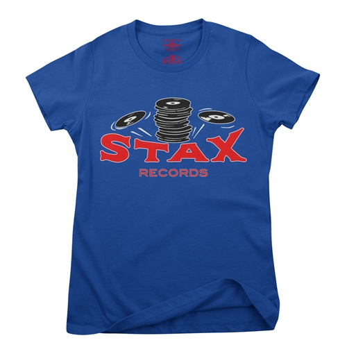 CLOSEOUT Stax Records Stax of Wax Ladies T Shirt - ladiesblue