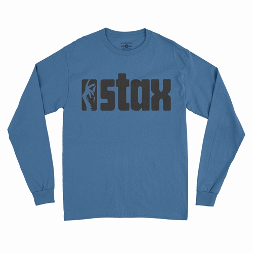 CLOSEOUT Small Batch Throwback Snapping Fingers Stax Long Sleeve T-Shirt - longsleeveblue