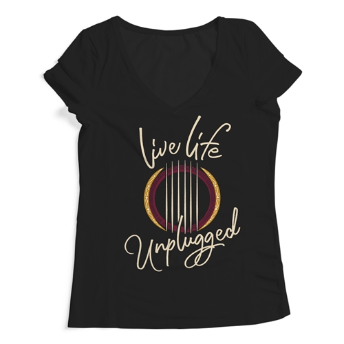 Live Life Unplugged Ladies V-Neck T Shirt