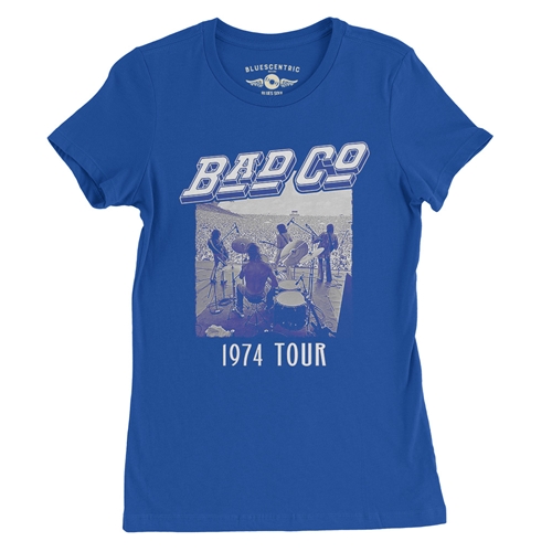 Vintage Bad Company 1974 Tour Ladies T Shirt - Relaxed Fit - ladiesblue