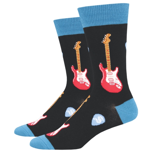 Men's Black Crew Electric Guitar Socks