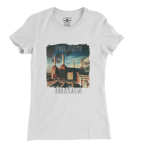 Pink Floyd Animals Album Cover Ladies T Shirt - Relaxed Fit - white
