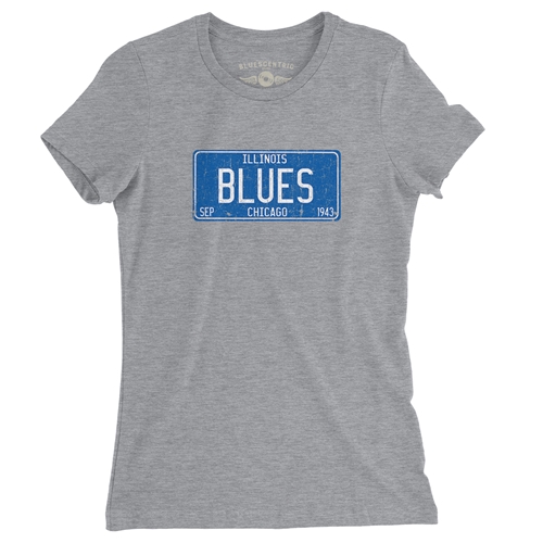 Chicago Blues Ladies T Shirt - ladiesheathergrey