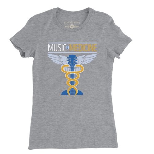 Music is Medicine Ladies T Shirt - ladiesheathergrey