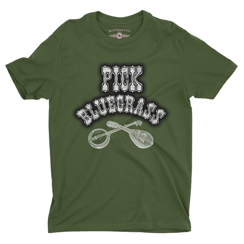 Pick Bluegrass Mother of Pearl T-Shirt - Lightweight Vintage Style - olive