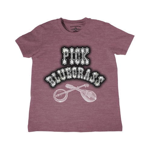 Youth Pick Bluegrass Mother of Pearl T-Shirt - Lightweight Vintage Children & Toddlers - youthheathermaroon