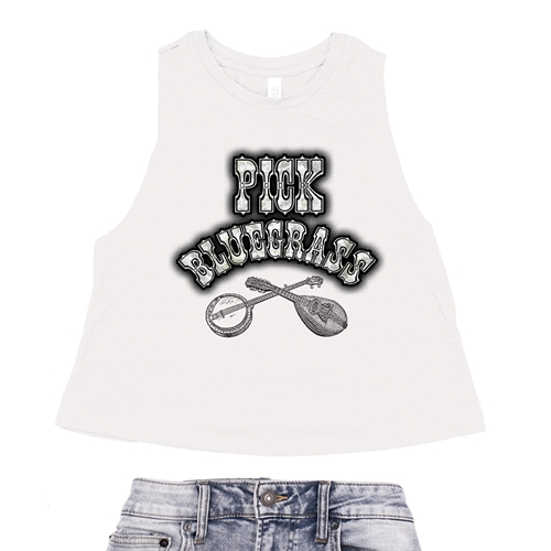 Pick Bluegrass Mother of Pearl Racerback Crop Top - Women