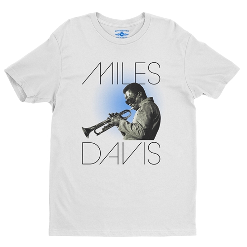 Graphic Miles Davis Blue Aura T-Shirt - Classic Heavy Cotton - white