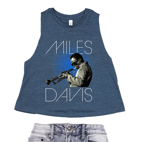 Graphic Miles Davis Blue Aura Racerback Crop Top - Women
