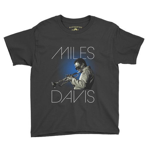 Graphic Miles Davis Blue Aura Youth T-Shirt - Lightweight Vintage Children & Toddlers - youthblack