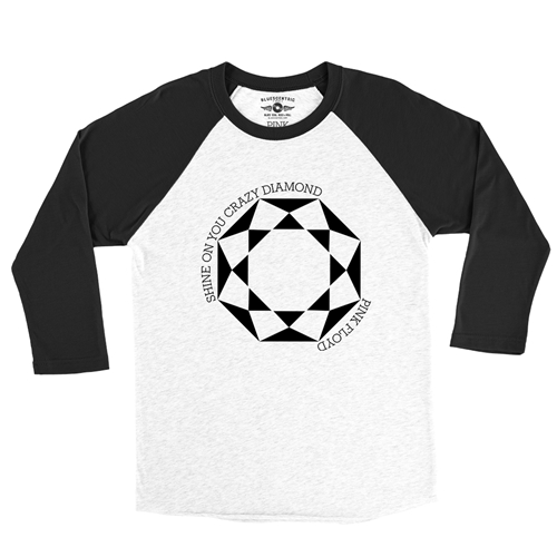 Pink Floyd Shine On You Crazy Diamond Baseball T-Shirt - raglanwhiteblacksleeve