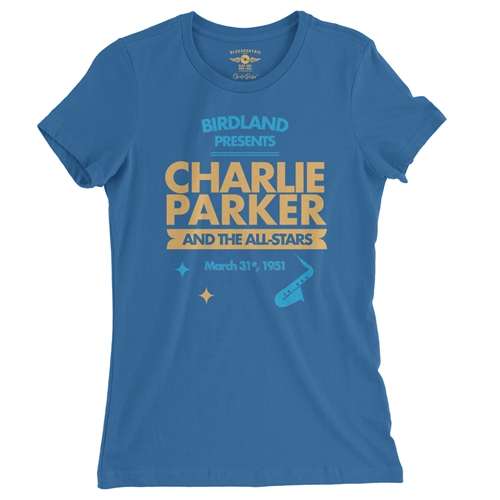Charlie Parker Birdland Vintage Concert Ladies T Shirt - Relaxed Fit - ladiesblue