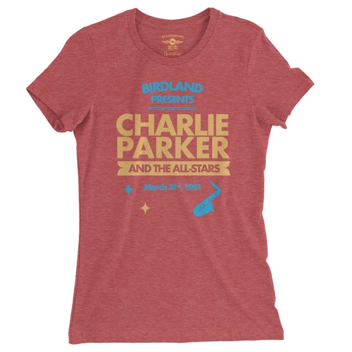 Charlie Parker Birdland Vintage Concert Ladies T Shirt - Relaxed Fit - ladiesheatherred