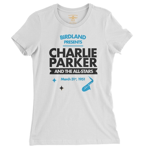 Charlie Parker Birdland Vintage Concert Ladies T Shirt - Relaxed Fit - ladieswhite