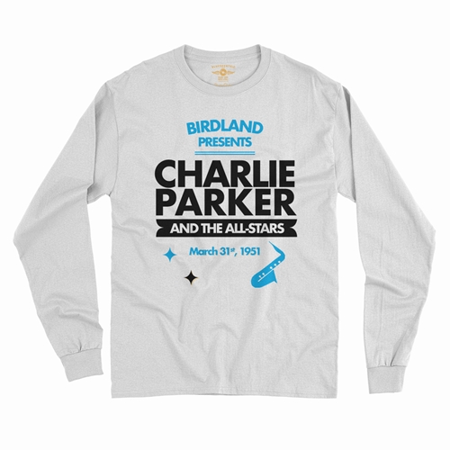 Charlie Parker Birdland Vintage Concert Long Sleeve T-Shirt - longsleevewhite
