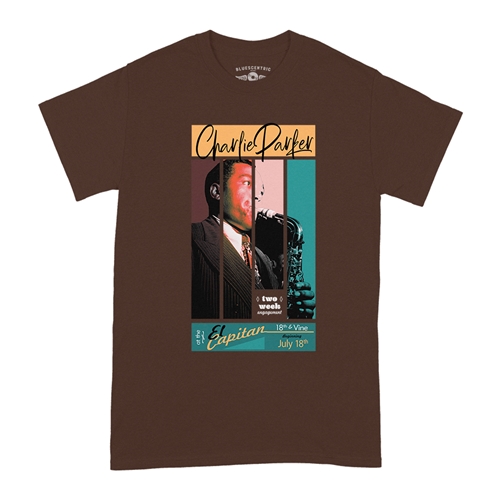 Graphic Charlie Parker 18th & Vine T-Shirt - Classic Heavy Cotton - classicchocolate