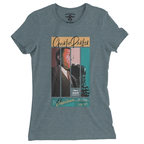 Graphic Charlie Parker 18th & Vine Ladies T Shirt - Relaxed Fit - ladiesheatherdeepteal