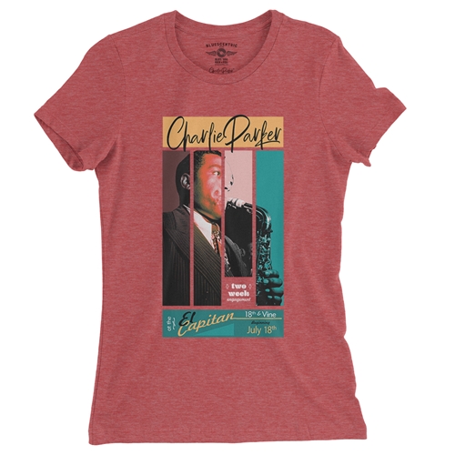 Graphic Charlie Parker 18th & Vine Ladies T Shirt - Relaxed Fit - ladiesheatherred