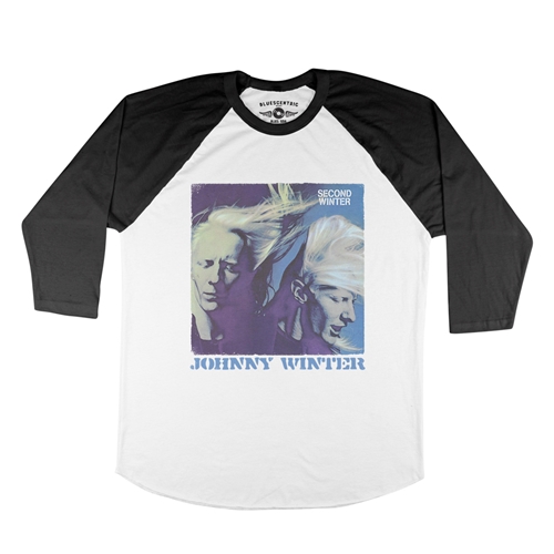Johnny Winter Second Winter Baseball T-Shirt - raglanwhiteblacksleeve