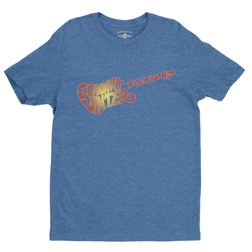 Johnny Winter 1983 Tour  T-Shirt - Lightweight Vintage Style - heatherbbblue