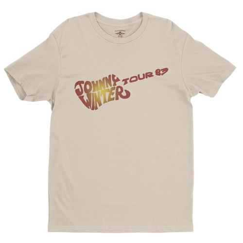 Johnny Winter 1983 Tour  T-Shirt - Lightweight Vintage Style - vintagecream